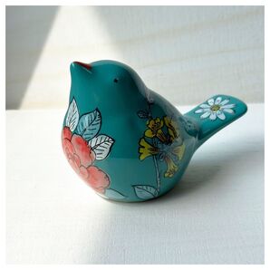 新品 ベトナムのバッチャン焼き 花柄の小鳥の置物