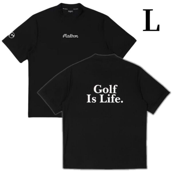 黒色L マルボンゴルフ モックネック シャツ メンズウェア トップス 半袖 半袖 GOLF Tシャツ ゴルフウェア