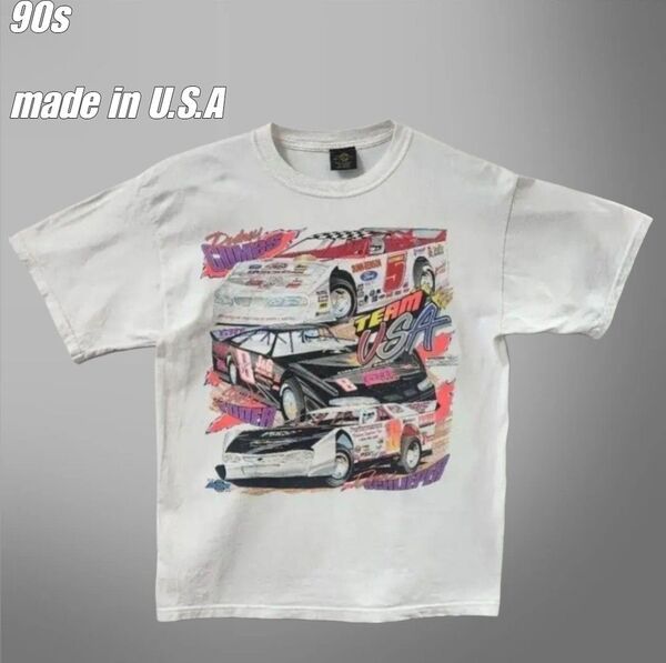 90s ARIZONA レーシング Tシャツ プリント ホワイト USA製 サイズXL