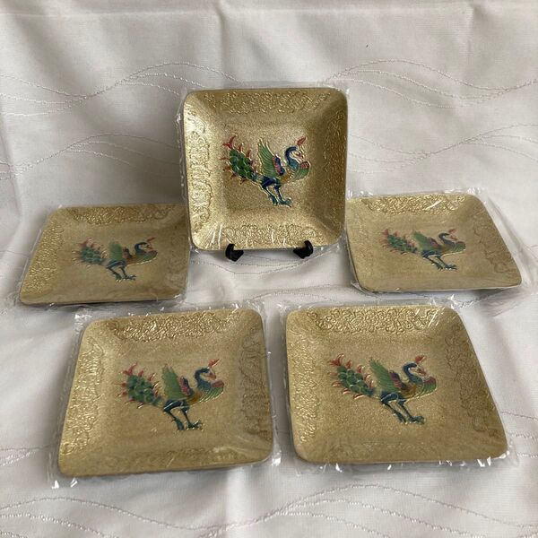 【新品未使用】七宝鳳凰 天平の美 正倉院文様写し 銘々皿 五客揃