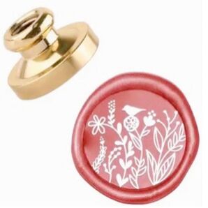 金属製 スタンプ シーリングスタンプ スタンプヘッド 花の茂み 25mm 手芸 美品