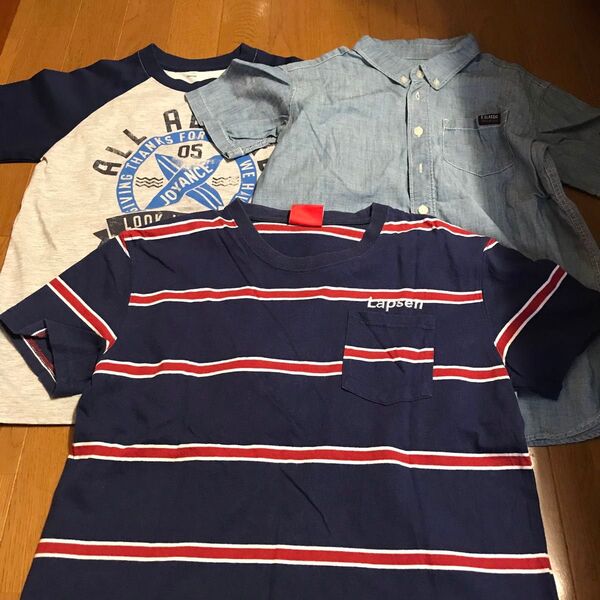 男の子 3点セット Tシャツ2枚と半袖シャツ 150cm