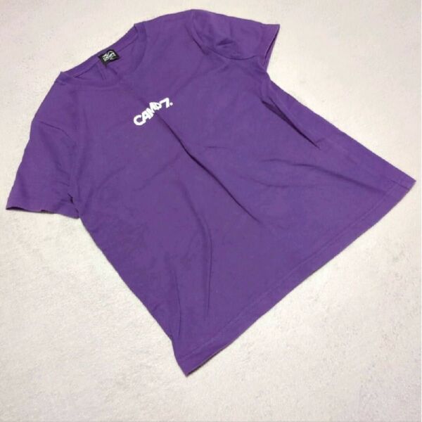【CAMP7】(140)キッズ プリントTシャツ ロゴ 英字 コットン パープル 子供 トップス キャンプセブン