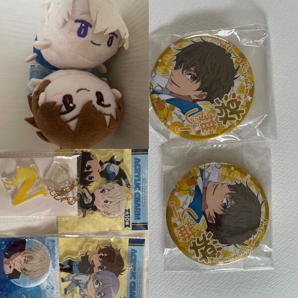 Free! 桐嶋夏也 アルベルト 芹沢尚 七瀬遙 缶バッジ やわらかマスコット