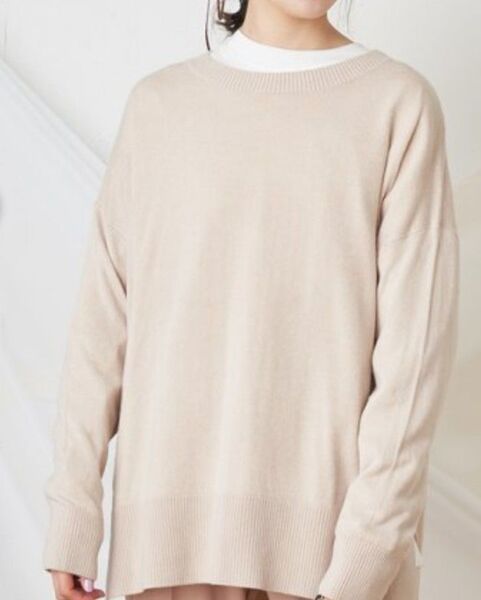 NICE CLAUP ナイスクラップ カシミアタッチ モックネック プルオーバー ニット セーター