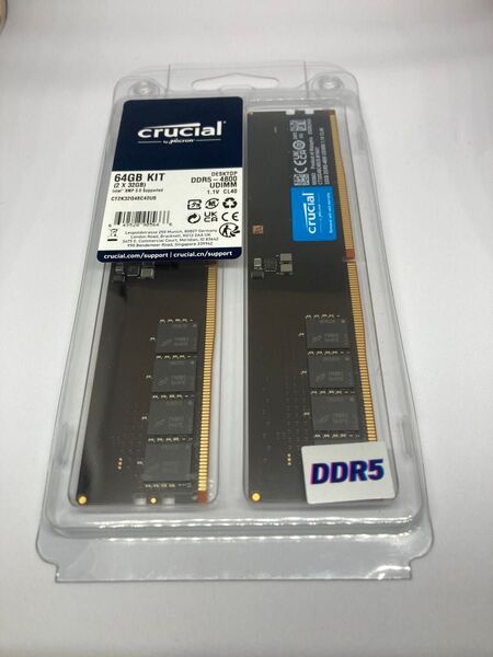 クルーシャル DDR5メモリ64GB(32GBx2枚組み) デスクトップ用 4800MHz