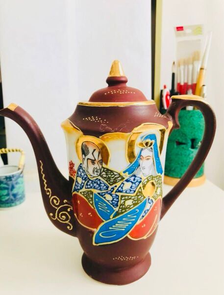 薩摩焼き 古薩摩 明治期 レトロ 急須 蔵出品 キズ等無し