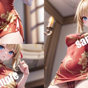 【お得セット】AIチャイナドレス美少女 イラスト A4サイズ ポスター 3枚組