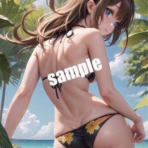 【高画質 W04】AI水着美少女 イラスト A4サイズ ポスター【まとめ買い歓迎】