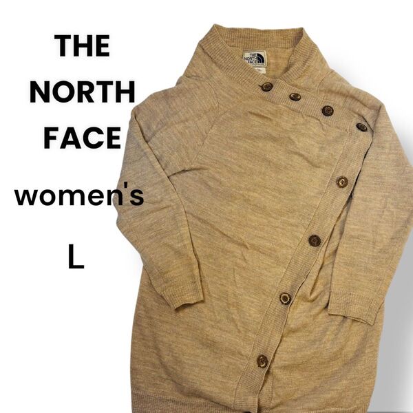 THE NORTH FACE ノースフェイス 海外製 カーディガン L ベージュ ボタン【231】