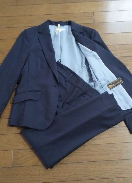 LESTERA ロロピアーナ パンツ スーツ 毛95 Lサイズ 黒 日本製 セットアップ ジャケット 大きいサイズ 40号