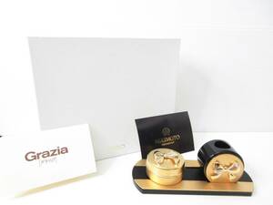 未使用品・激レア！▲WAKO 和光 MIKIMOTO ミキモト Grazia グラツィア 印鑑立て リボン 箱あり 管理2003 R-2