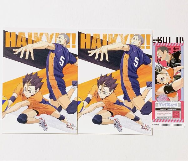 劇場版 ハイキュー ゴミ捨て場の決戦 ポストカード 最強ジャンプ デビューチケット風ステッカー 田中龍之介 西谷夕