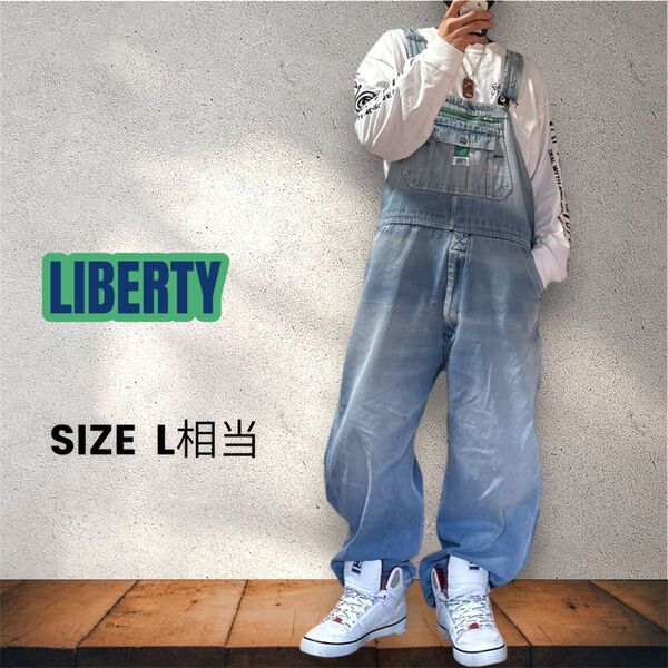 liberty リバティ デニム オーバーオール サロペット 古着 L相当