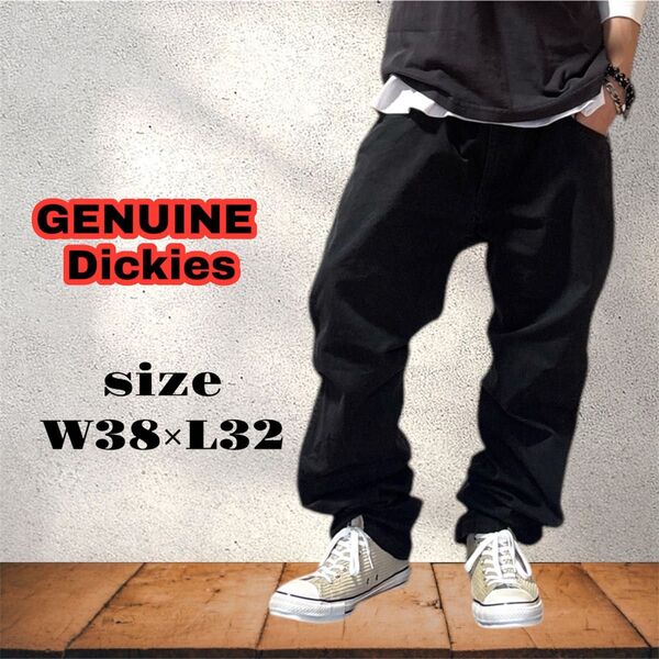 genuine Dickies ディッキーズ ダック地 ワークパンツ 黒 W38×L32