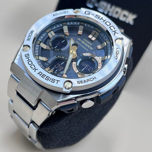 未使用 G-SHOCK CASIO GST-W110D シルバー ゴールド ステンレス ソーラー 20気圧