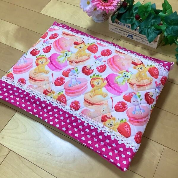 防災頭巾カバー★長方形 座布団型 大きなマカロン スイーツ ハンドメイド