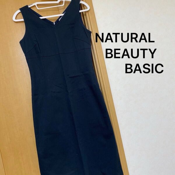 NATURAL BEAUTY BASIC ネイビー ノースリーブワンピース