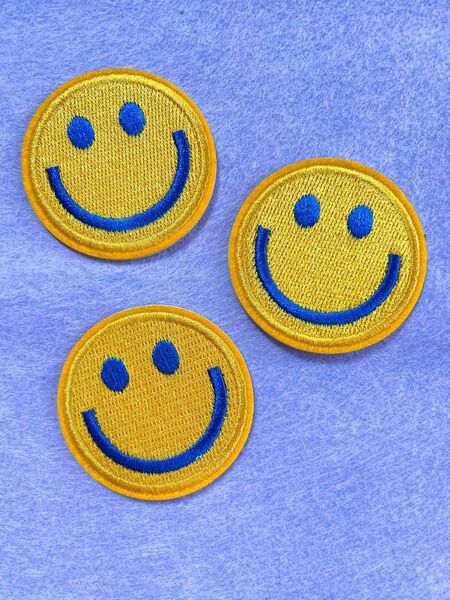 ニコちゃん ワッペン 3枚セット アイロンワッペン スマイル パッチ 刺繍 にこちゃん ニコちゃん