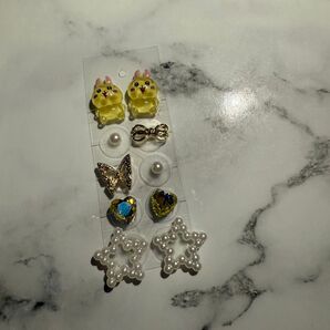 新品未使用◇ 耳ツボジュエリー 10粒 銀粒 クリアシート 金属アレルギー対応 ステンレス製 ちいかわ リボン ハート