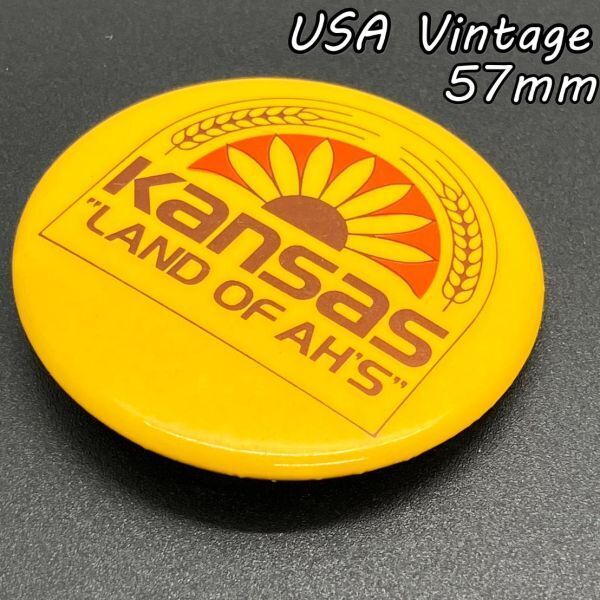 缶バッジ アメリカ 輸入 雑貨 ビンテージ 『 カンザス イエロー 』 バッチ ( BAT2284 )