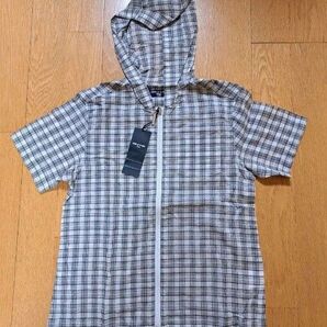 タグ付き★COMME CA DU MODE 半袖 パーカー★ ジップアップパーカー チェック柄 フード付き★130