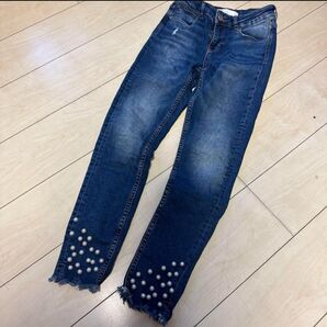 ZARA デニム スキニー パール ジーンズ デニム パンツ デニムパンツ