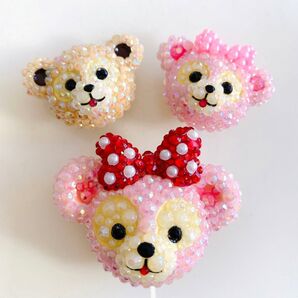 【 ハンドメイド デコ キラキラ キュート シェリーメイ ダッフィー マグネット 3個セット 磁石