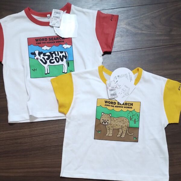 2枚 新品タグ付き てんしんらんまん ひょう 牛 動物 半袖 Tシャツ サイズ100