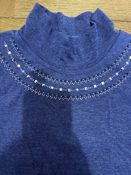 七分袖 ビジュー カットソー 紫色 未使用