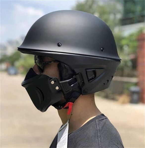 男女兼用フルヘルメット 軽量で取り外し可能なバイザーヘルメット サンバイザーヘルメットDOT品質(ブラック) M.54-55CM