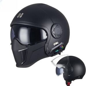 オープンフェイスマスク バイク用安全装備 Bluetooth 5.3テクノロジー サンバイザー付き 難あり品 XLサイズ