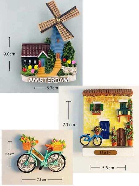 3D冷蔵庫マグネット トラベルステッカー3点セット