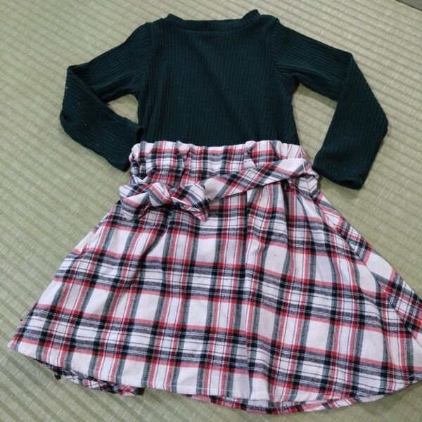 100 緑 ワンピース チェック トップス ベビー服 子供服 女の子 キッズ 子供服