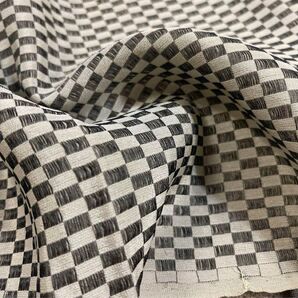 市松模様 生地 古布 ハギレ ホワイト×シルバー 化繊