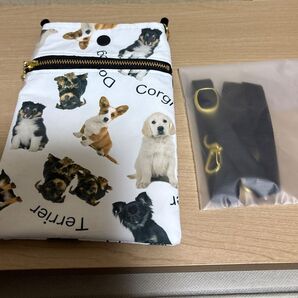 犬 ハンドメイド スマホショルダーケース
