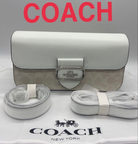 ★新品未使用★COACH ショルダーバッグ シグネチャー モーガン ショルダー バッグ CJ617 White