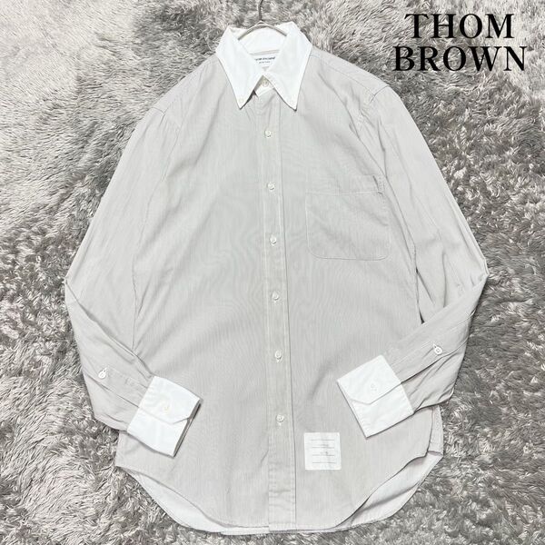 Thom Browne トムブラウン メンズ ストライプ クレリックカラーシャツ S相当 美品