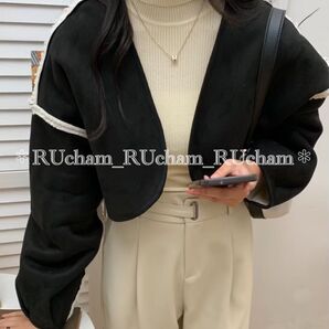 新品【ブラック】ABITOKYO リバーシブル ボア ショートブルゾン
