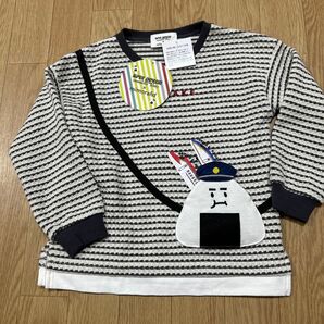 新品!キッズ子ども男の子トップス長袖カットソー110センチ ミモランド 新幹線 ポシェット おにぎり こども服