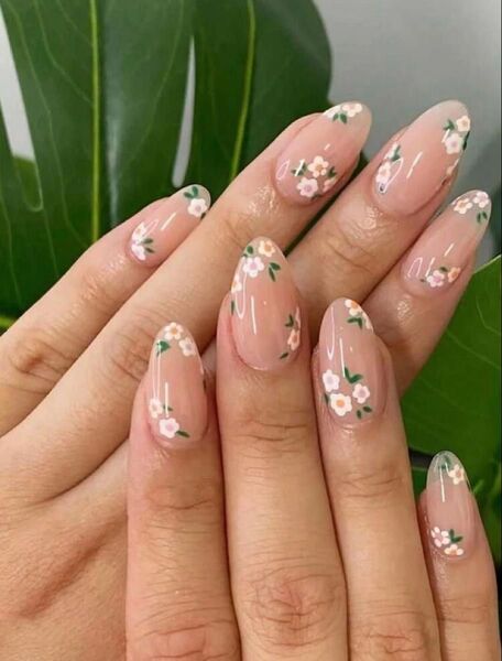 花柄 ネイルチップ ネイルアート 付け爪 つけ爪 フレンチガーリー 韓国 オシャレ Y2K 結婚式 デート