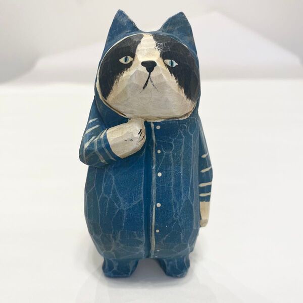 木彫り 手彫り 猫 ネコ 置物 インテリア 工芸品 インテリア雑貨