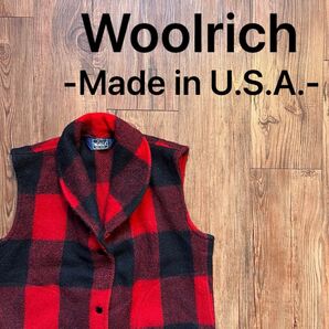 USA製!!【Woolrich ウールリッチ】ウールベスト 80s バッファローチェック