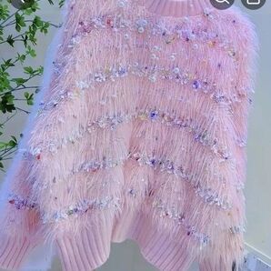 未使用 シャギーニット ピンク 可愛い ふわふわ サラサラ ニット