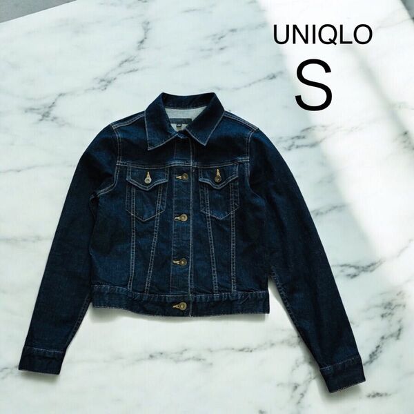 美品 UNIQLO レディース デニムジャケット Sサイズ ネイビー 紺色 オーバーサイズ ユニクロ Gジャン デニムアウター