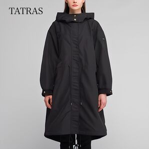 TATRAS タトラス TESEAGE テセアージュ モッズコート フーデッドコート フード付 金ボタン 撥水加工 ブラック
