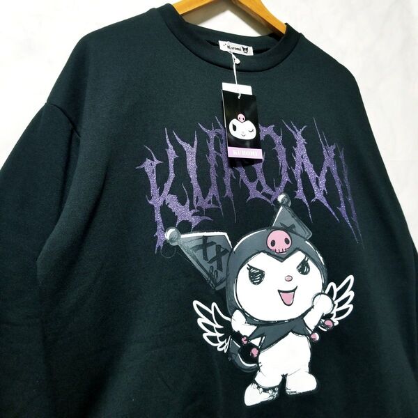 【新品】サンリオ KUROMI トレーナー クロミ天使 M 黒色