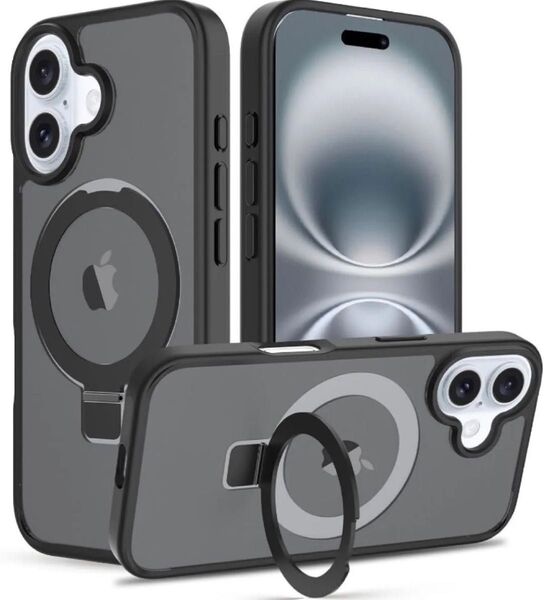 iPhone 16 Plus(6.7インチ)ケース MagSafe対応 スタンド機能 120°開閉可能 指紋防止 耐衝撃