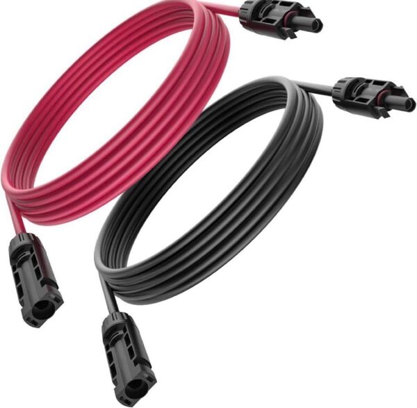 MC4 延長 ケーブル 12AWG(4mm) ソーラー 延長 ケーブル ソーラーパネル接続用 2本セット(3m赤+3m黒)