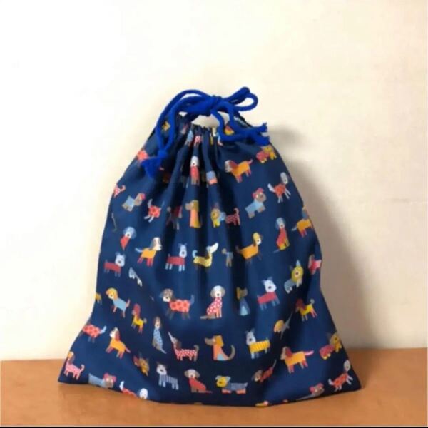 358 犬柄 体操着袋 巾着袋 巾着 ハンドメイド